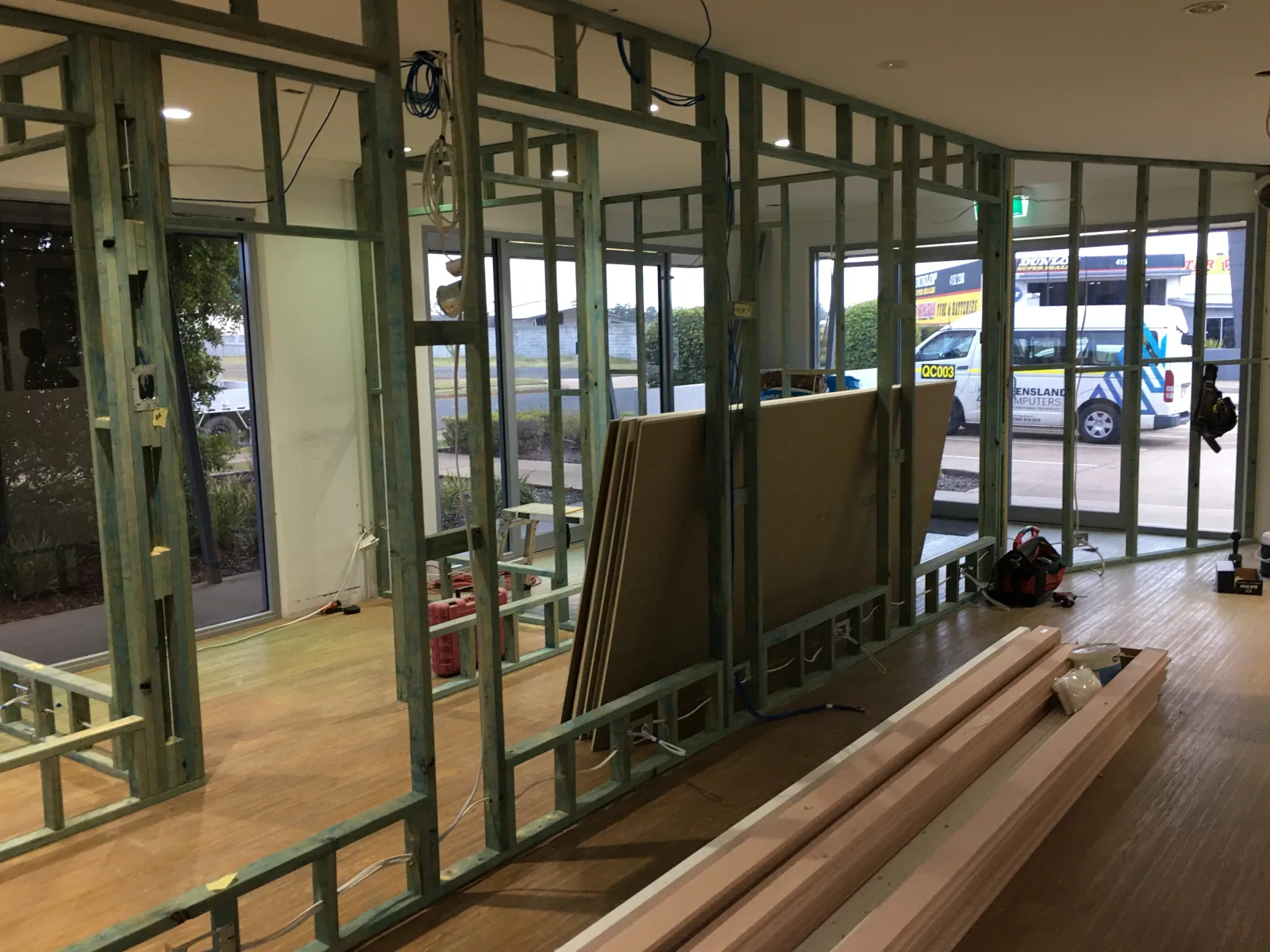 Close-up of framing work
