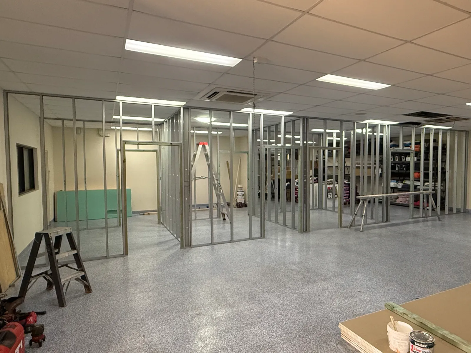 Framing project on permanent concrete floor
